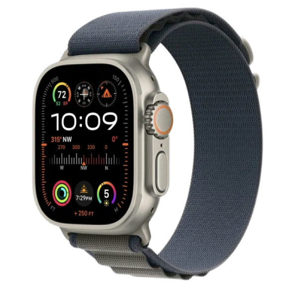 Apple Watch Series Ultra 2 49mm Natural Titanium Case with Blue Alpine Loop L